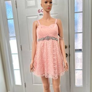 My Michelle Blush Pink Dress with Lace Detail